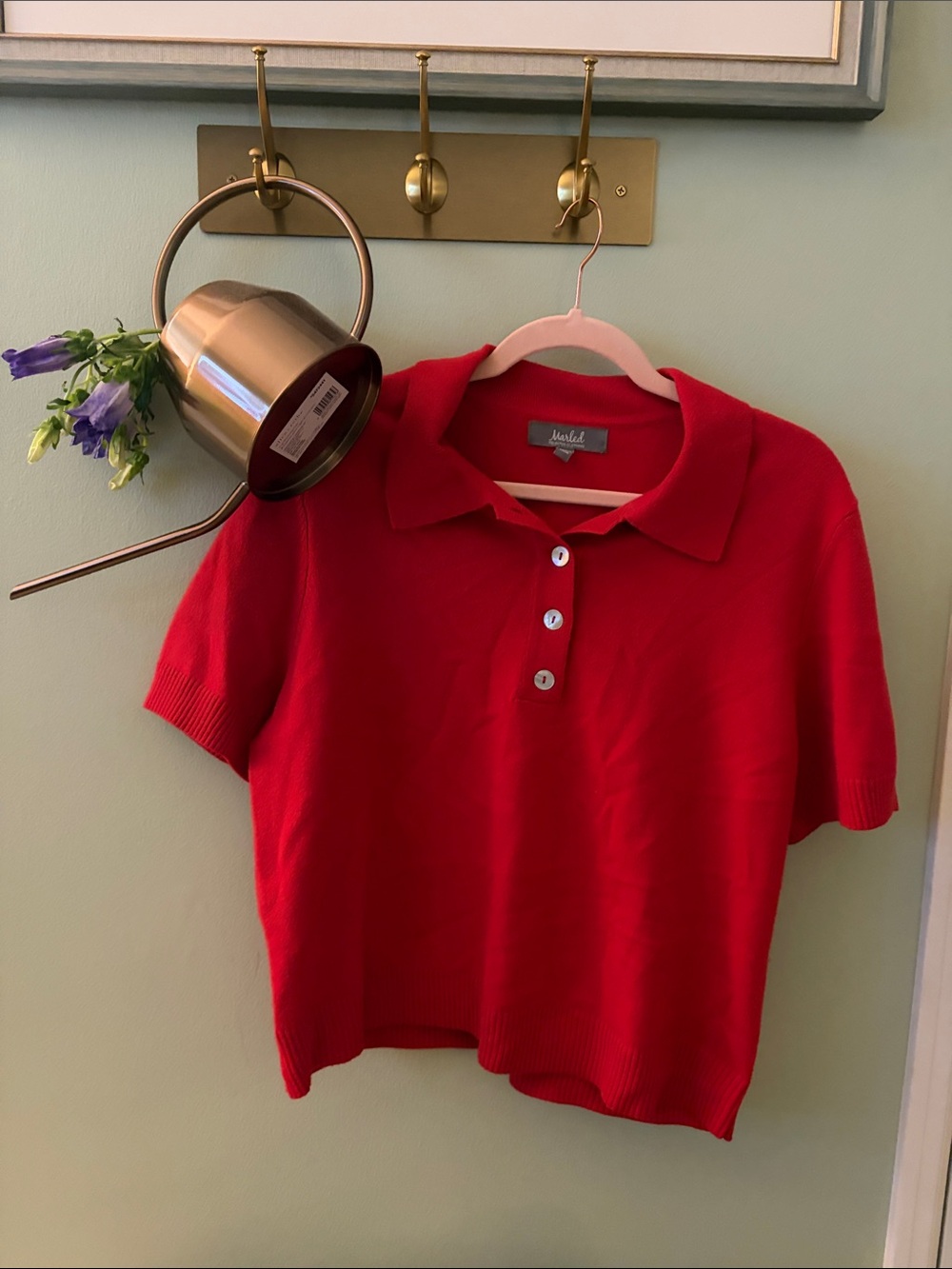 Red Short-Sleeve Polo Top